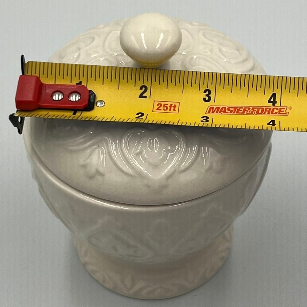 Ceramic Sugar Bowl Home OS Cream NWOT Embossed Heart Lidded Jar - Picture 7 of 7